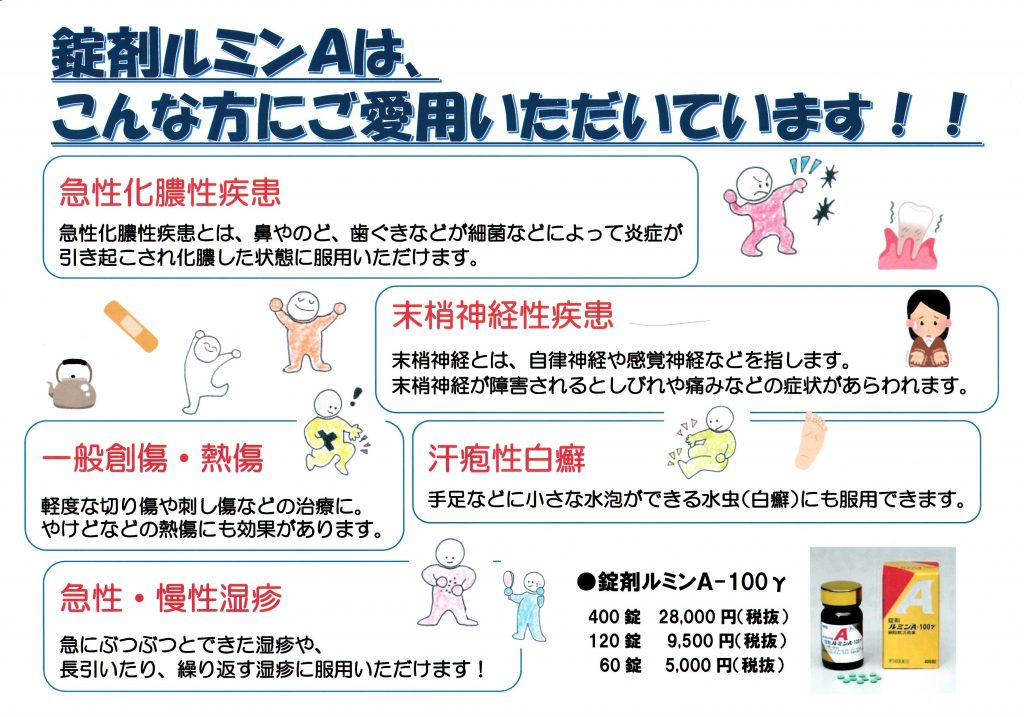 細胞賦活薬 ルミンA－100γ | 群馬の予防・未病の健康相談薬店 まるとみ薬品